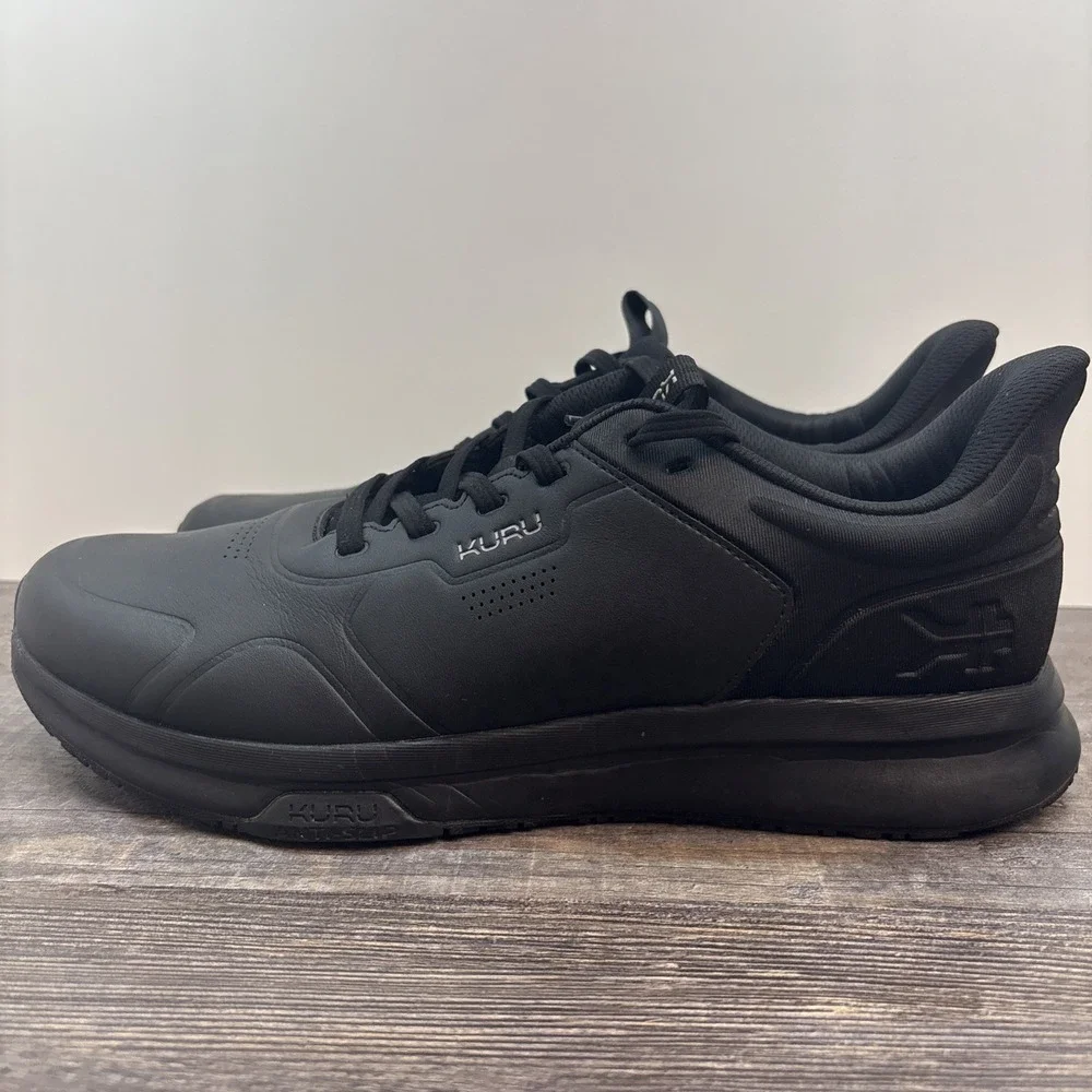 KURU Shift Men's 12 Sneaker Shoe‎ Jet Black Leather Anti-Slip Walking Work